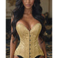 Lavish Gold Brocade Overbust Corset W/Busk Closure - Daisy Corsets