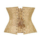 Lavish Gold Brocade Waist Cincher Under Bust Corset w/Front Busk Closure - Daisy Corsets