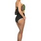 Lavish Green Holo & Fishnet Lace - Up Short Bustier Top - Daisy Corsets