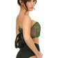 Lavish Green Holo & Fishnet Lace - Up Short Bustier Top - Daisy Corsets