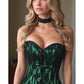 Lavish Green Lace Front Zipper Corset - Daisy Corsets
