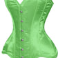 Lavish Green Satin Overbust Corset Sweetheart Neckline Busk Closure - Daisy Corsets