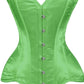 Lavish Green Satin Overbust Corset Sweetheart Neckline Busk Closure - Daisy Corsets