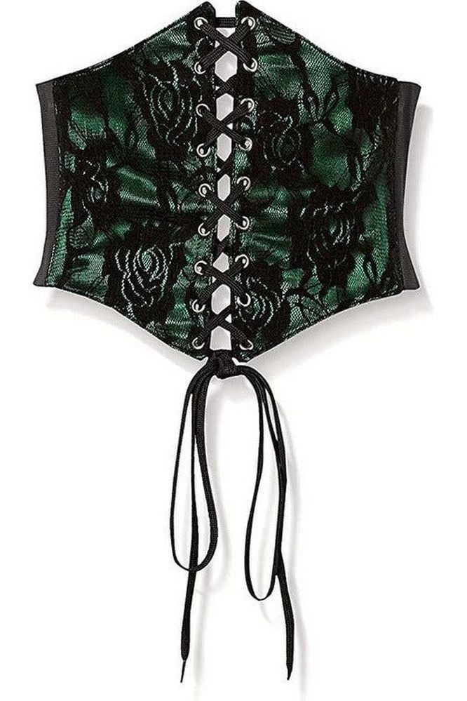 Lavish Green w/Black Lace Overlay Corset Belt Cincher - Daisy Corsets