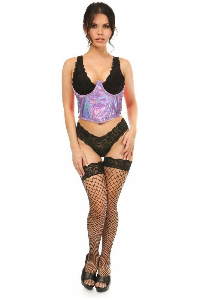 Lavish Lavender Holo Open Cup Underwire Waist Cincher - Daisy Corsets