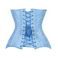 Lavish Lt Blue Brocade Overbust Corset W/Busk Closure - Daisy Corsets