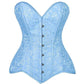 Lavish Lt Blue Brocade Overbust Corset W/Busk Closure - Daisy Corsets