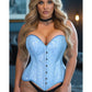 Lavish Lt Blue Brocade Overbust Corset W/Busk Closure - Daisy Corsets
