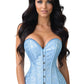 Lavish Lt Blue Brocade Overbust Corset W/Busk Closure - Daisy Corsets