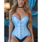 Lavish Lt Blue Brocade Overbust Corset W/Busk Closure - Daisy Corsets