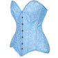 Lavish Lt Blue Brocade Overbust Corset W/Busk Closure - Daisy Corsets