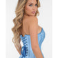 Lavish Lt Blue Brocade Overbust Corset W/Busk Closure - Daisy Corsets