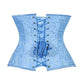 Lavish Lt Blue Brocade Waist Cincher Under Bust Corset w/Front Busk Closure - Daisy Corsets