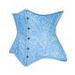 Lavish Lt Blue Brocade Waist Cincher Under Bust Corset w/Front Busk Closure - Daisy Corsets