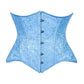 Lavish Lt Blue Brocade Waist Cincher Under Bust Corset w/Front Busk Closure - Daisy Corsets