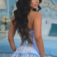 Lavish Lt Blue Lycra & Lace Hook & Eye Stretch Bustier Corset - Daisy Corsets