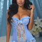 Lavish Lt Blue Lycra & Lace Hook & Eye Stretch Bustier Corset - Daisy Corsets
