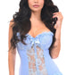 Lavish Lt Blue Lycra & Lace Hook & Eye Stretch Bustier Corset - Daisy Corsets