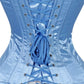 Lavish Lt Blue Satin Overbust Corset Sweetheart Neckline Busk Closure - Daisy Corsets