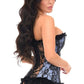 Lavish Lt Blue w/Black Lace & Lycra Hook & Eye Stretch Bustier Corset - Daisy Corsets