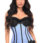 Lavish Lt Blue w/Black Lycra Hook & Eye Stretch Bustier Corset - Daisy Corsets