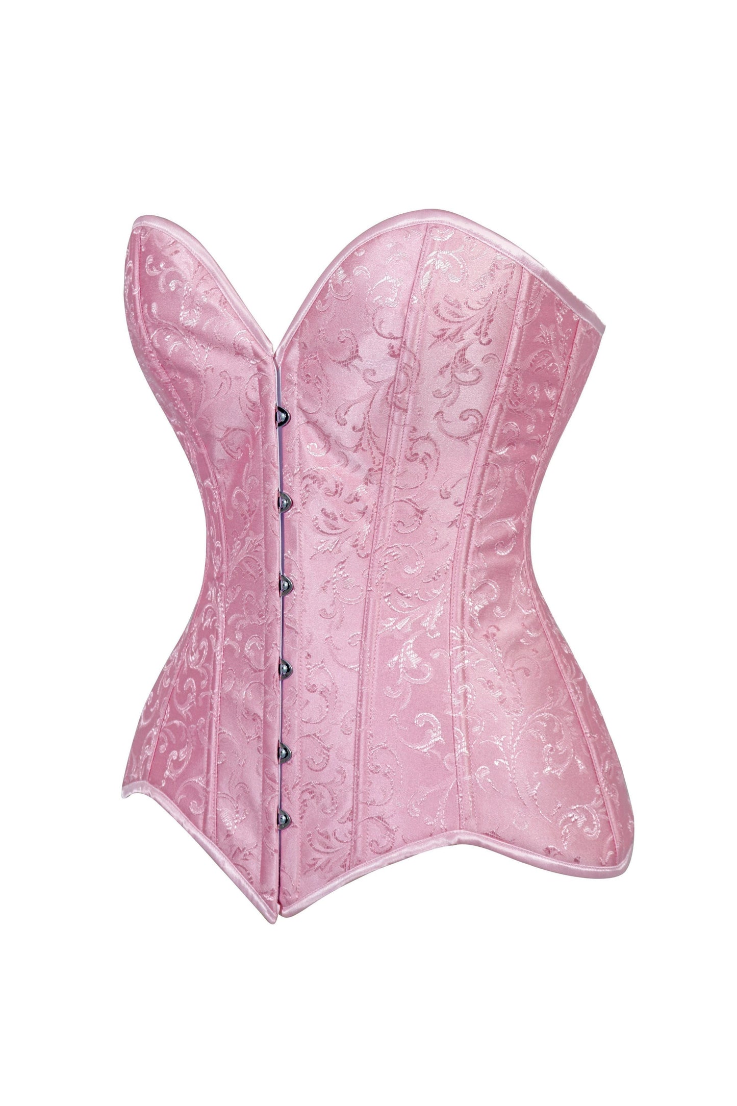 Lavish Lt Pink Brocade Overbust Corset W/Busk Closure - Daisy Corsets