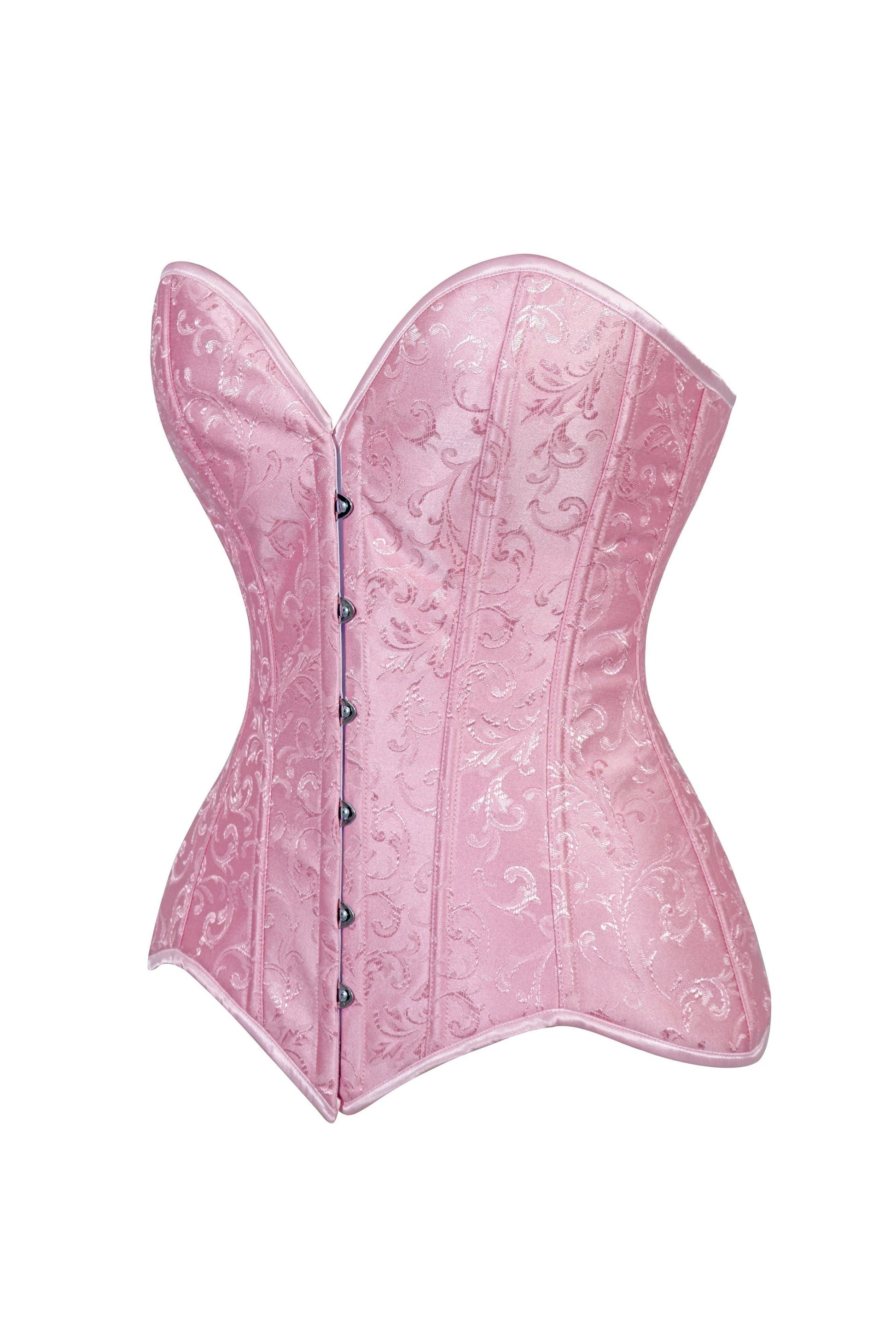 Lavish Lt Pink Brocade Overbust Corset W/Busk Closure - Daisy Corsets