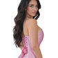 Lavish Lt Pink Brocade Overbust Corset W/Busk Closure - Daisy Corsets