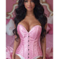Lavish Lt Pink Brocade Overbust Corset W/Busk Closure - Daisy Corsets