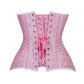 Lavish Lt Pink Brocade Overbust Corset W/Busk Closure - Daisy Corsets