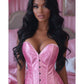 Lavish Lt Pink Brocade Overbust Corset W/Busk Closure - Daisy Corsets