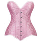 Lavish Lt Pink Brocade Overbust Corset W/Busk Closure - Daisy Corsets