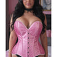 Lavish Lt Pink Brocade Overbust Corset W/Busk Closure - Daisy Corsets