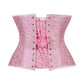 Lavish Lt Pink Brocade Waist Cincher Under Bust Corset w/Front Busk Closure - Daisy Corsets