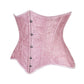 Lavish Lt Pink Brocade Waist Cincher Under Bust Corset w/Front Busk Closure - Daisy Corsets
