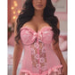 Lavish Lt Pink Lycra & Lace Hook & Eye Stretch Bustier Corset - Daisy Corsets