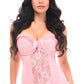 Lavish Lt Pink Lycra & Lace Hook & Eye Stretch Bustier Corset - Daisy Corsets