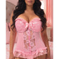 Lavish Lt Pink Lycra & Lace Hook & Eye Stretch Bustier Corset - Daisy Corsets