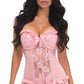 Lavish Lt Pink Lycra & Lace Hook & Eye Stretch Bustier Corset - Daisy Corsets
