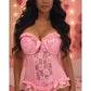 Lavish Lt Pink Lycra & Lace Hook & Eye Stretch Bustier Corset - Daisy Corsets