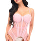 Lavish Lt Pink Mesh Underwire Bustier Corset w/Garters - Daisy Corsets