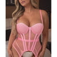Lavish Lt Pink Mesh Underwire Bustier Corset w/Garters - Daisy Corsets