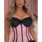 Lavish Lt Pink w/Black Lycra Hook & Eye Stretch Bustier Corset - Daisy Corsets