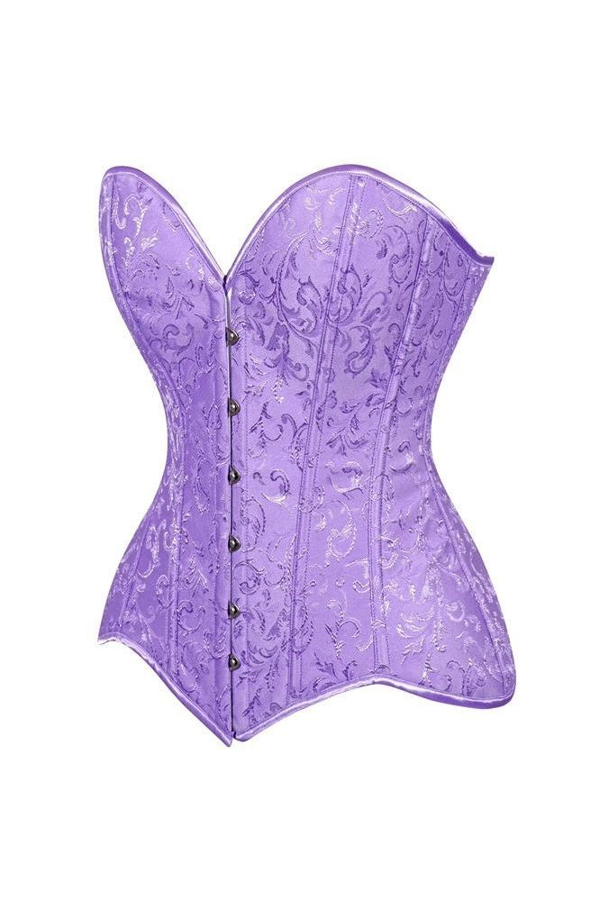 Lavish Lt Purple Brocade Overbust Corset W/Busk Closure