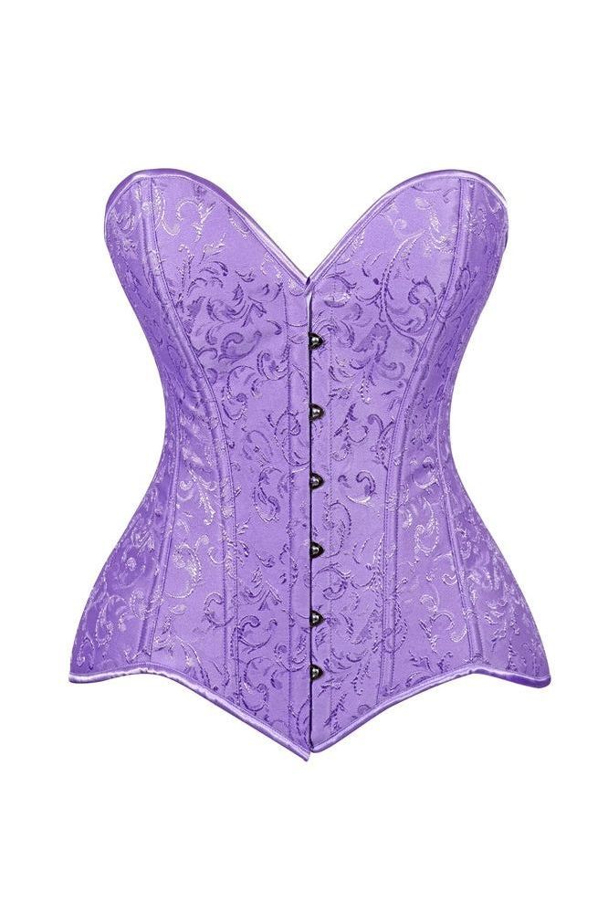 Lavish Lt Purple Brocade Overbust Corset W/Busk Closure