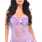 Lavish Lt Purple Lycra & Lace Hook & Eye Stretch Bustier Corset - Daisy Corsets