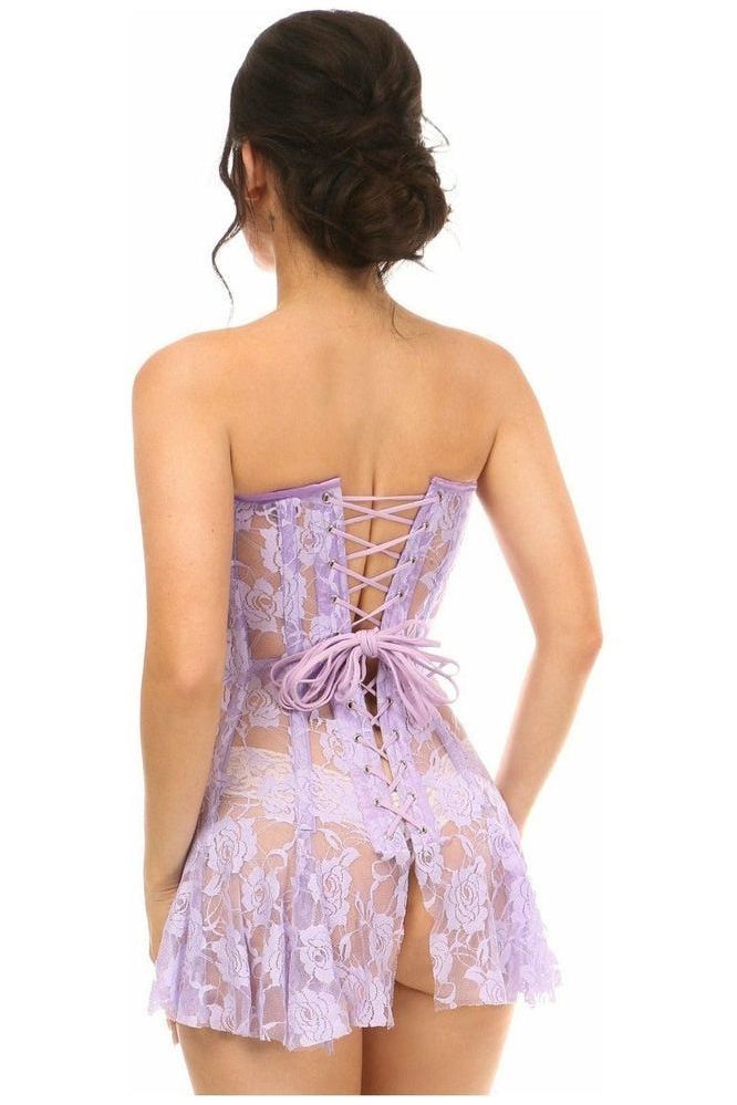 Lavish Lt Purple Sheer Lace Corset Dress - Daisy Corsets