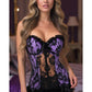 Lavish Lt Purple w/Black Lace & Lycra Hook & Eye Stretch Bustier Corset - Daisy Corsets