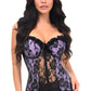 Lavish Lt Purple w/Black Lace & Lycra Hook & Eye Stretch Bustier Corset - Daisy Corsets