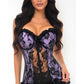 Lavish Lt Purple w/Black Lace & Lycra Hook & Eye Stretch Bustier Corset - Daisy Corsets
